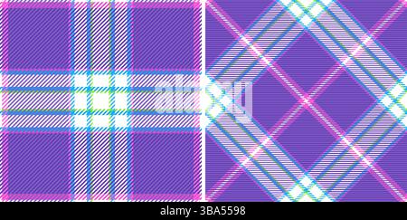 Motifs écossais violets vibrants, parfaits pour la mode, le textile et la conception Web. Deux styles distincts offrent une polyvalence à carreaux classiques et une diagona dynamique Illustration de Vecteur
