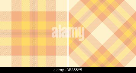 Deux motifs à carreaux jaune pastel et pêche, parfaits pour la conception textile, les arrière-plans de sites Web ou le scrapbooking. Illustration de Vecteur
