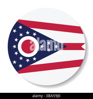 Drapeau de l'Ohio. Conception d'illustration vectorielle d'ordinateur d'icône de drapeau circulaire Ohio. Illustration de Vecteur