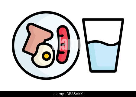 Icône brunch. style d'icône de contour coloré. icône liée à manger. illustration vectorielle des éléments de restauration Illustration de Vecteur