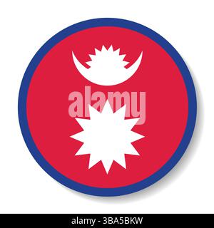 Drapeau du Népal. Népal bouton drapeau logo icône ordinateur illustration vectorielle design. Illustration de Vecteur