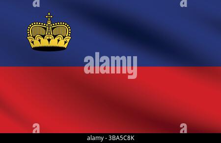 Drapeau du Liechtenstein. Liechtenstein drapeau couleurs officielles et proportion illustration vectorielle numérique. Drapeau ondulé. Drapeau plissé. Illustration de Vecteur