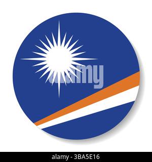 Drapeau des Îles Marshall. Icône de drapeau de cercle des Îles Marshall conception d'illustration vectorielle d'ordinateur. Illustration de Vecteur