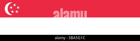 Drapeau de Singapour. Illustration vectorielle numérique longue bannière de Singapour. Illustration de Vecteur
