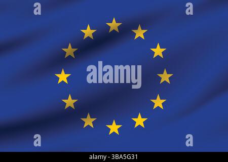 Drapeau de l'Union européenne. Couleurs officielles du drapeau de l'Union européenne et illustration vectorielle numérique de proportion. Drapeau ondulé. Illustration de Vecteur