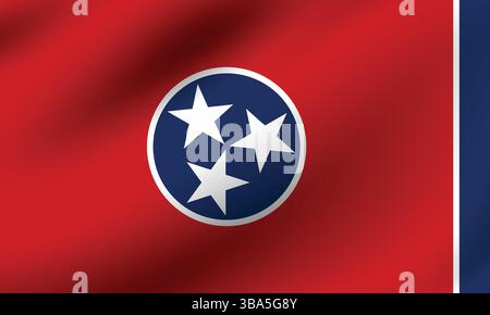 Drapeau du Tennessee. Couleurs officielles du drapeau du Tennessee et illustration vectorielle numérique de proportion. Drapeau ondulé. Illustration de Vecteur