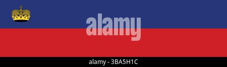 Drapeau du Liechtenstein. Illustration vectorielle numérique longue bannière du Liechtenstein. Illustration de Vecteur