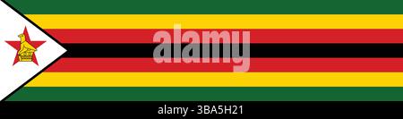 Drapeau du Zimbabwe. Illustration vectorielle numérique longue bannière du Zimbabwe. Illustration de Vecteur