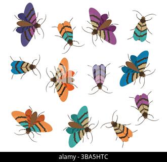 Papillons colorés volant montrant leurs belles ailes Illustration de Vecteur