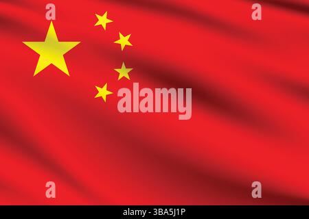 Drapeau de Chine. Chine drapeau couleurs officielles et proportion illustration vectorielle numérique. Drapeau ondulé. Illustration de Vecteur