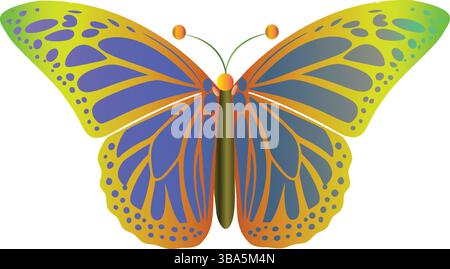 Vecteur papillon décoratif avec fond transparent. Élégant croquis de papillon coloré. Minimaliste Line Art Design mettant en vedette des insectes artistiques Illustration de Vecteur