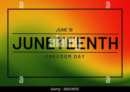 Fond abstrait dans les tons rouges, jaunes et verts avec texture granuleuse. Junetenth Freedom Day Banque D'Images