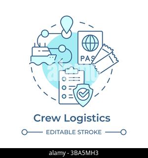 Icône de concept bleu doux de logistique équipiers Illustration de Vecteur