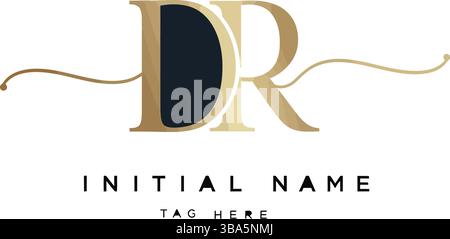 Monogramme DR stylisé avec fleur dorée Illustration de Vecteur