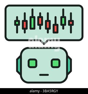 AI Cryptocurrency Trading Bot avec le concept de vecteur Candlestick Chart icône colorée ou signe Illustration de Vecteur
