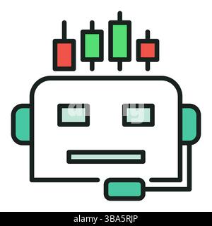 Icône colorée ou élément de conception de concept de vecteur AI Trading Bot Head Illustration de Vecteur