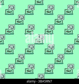 Ordinateur portable avec le concept de vecteur Cryptocurrency Trading Bot coloré modèle sans couture Illustration de Vecteur