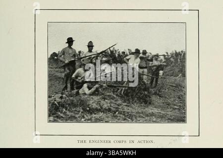 LE CORPS DE L'INGÉNIEUR EN ACTION. D'après l'article L'INGÉNIEUR DANS LA CAMPAGNE MORO. Par un enrôlé dans l'expédition du lac Lanoa [Lac Lanao, Philippines]. Tiré de l'Engineering Magazine consacré au progrès industriel volume XXIV octobre 1902 - mars 1903 The Engineering Magazine Co Banque D'Images
