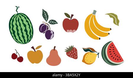 Ensemble d'illustration vectorielle de fruits d'été isolé Illustration de Vecteur