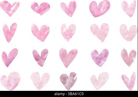 Un beau et charmant motif Aquarelle Pink Hearts parfait pour toutes sortes de designs romantiques Illustration de Vecteur