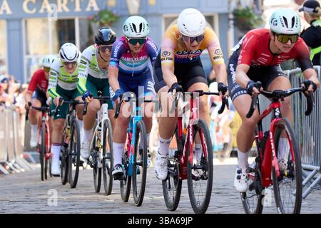Lincoln, Royaume-Uni. 11 mai 2025. Rapha Lincoln Grand Prix course féminine dimanche 11 mai 2025 1. Lauren Dickson (équipe Handsling Alba Dev Road) 2. Anna Morris 3. Grace Lister (équipe cycliste Hess) crédit photo : Phil Crow/Alamy Live News crédit : Phil Crow/Alamy Live News Banque D'Images
