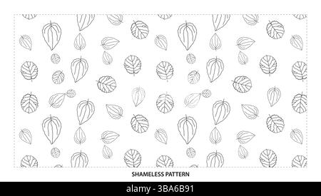 Contour noir simple formes de feuilles assorties motif sans couture pour des designs minimaux Illustration de Vecteur