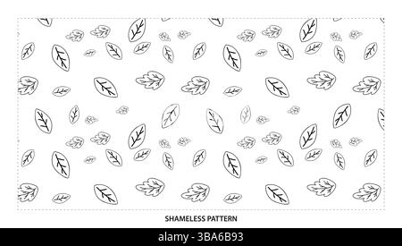 Simple Black Outline motif sans couture à feuilles assorties pour des designs minimalistes Illustration de Vecteur