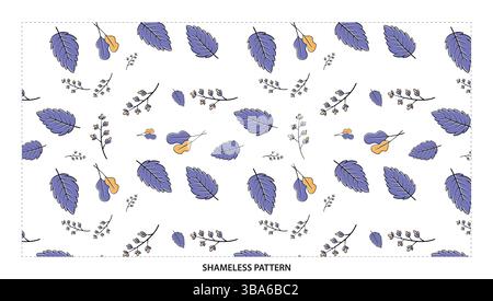 Élégant motif sans couture de branche de feuille de violet et d'or pour les conceptions textiles modernes Illustration de Vecteur