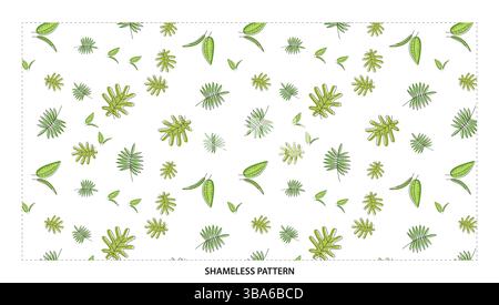 Motif sans couture Fresh Green Tropical Palm Leaf pour des motifs textiles exotiques Illustration de Vecteur