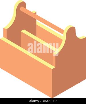 Icône de vecteur de boîte à outils en bois vide isolé sur blanc Illustration de Vecteur