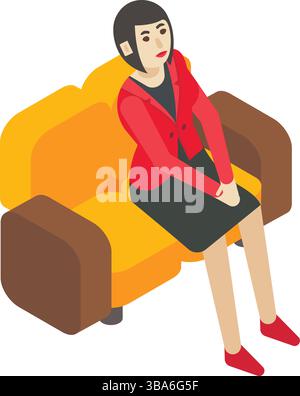 Femme assise sur le vecteur d'icône de canapé canapé Illustration de Vecteur