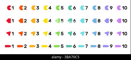 Collection de points de puce de numéros colorés brillants. Illustration de Vecteur