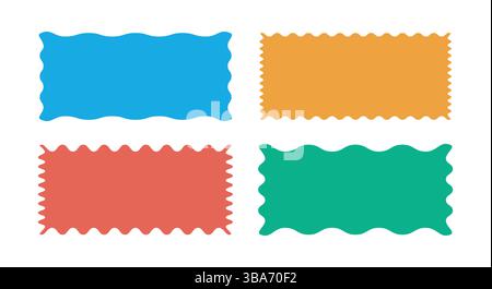 Autocollant dentelé ou ensemble de timbres avec des bords ondulés Illustration de Vecteur