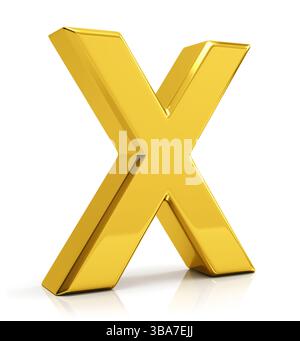 Lettre X en or 3D isolée sur fond blanc Banque D'Images