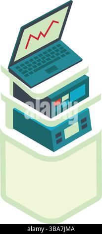 Icône 3d de l'ordinateur vectoriel du panneau de commande de l'opérateur Illustration de Vecteur