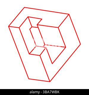 Formes impossibles. Figure de géométrie sacrée. Illusion d'optique. Objets géométriques éternels abstraits. Impossible contour sans fin. Dispositif optique Impossible Illustration de Vecteur