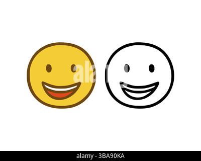 Happy face Emoticon im Doodle-Stil isoliert auf weissem Hintergrund Banque D'Images