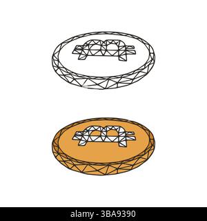 Symbole polygonal Bitcoin Muenze. Cryptowaehrung Low poly Art isoliert auf weissem Hintergrund Banque D'Images