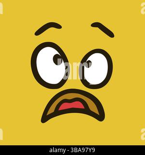 Visage effrayé. Expressions faciales de dessins animés. Doodle personnages bouche et yeux illustration Banque D'Images