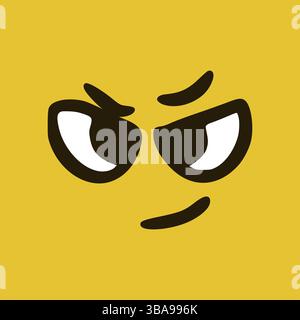 Visage en colère. Expressions faciales de dessins animés. Doodle personnages bouche et yeux illustration Banque D'Images