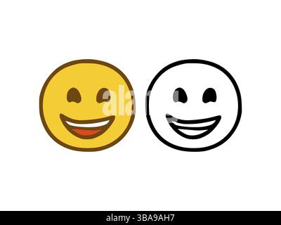 Happy face Emoticon im Doodle-Stil isoliert auf weissem Hintergrund Banque D'Images