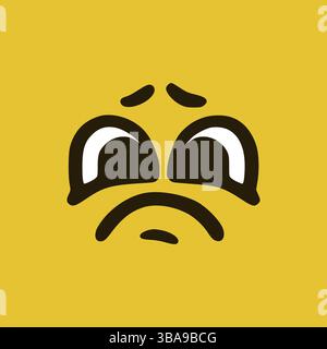 Visage triste. Expressions faciales de dessins animés. Doodle personnages bouche et yeux illustration Banque D'Images