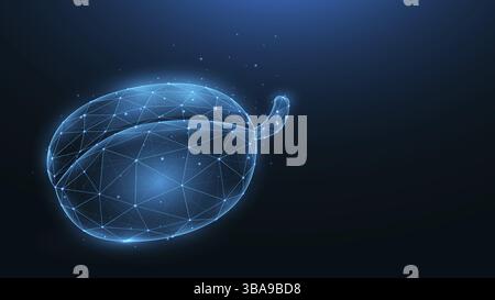 Illustration polygonale du vecteur Plum. Fruit de style poly bas. Bannière abstraite, modèle ou arrière-plan Banque D'Images