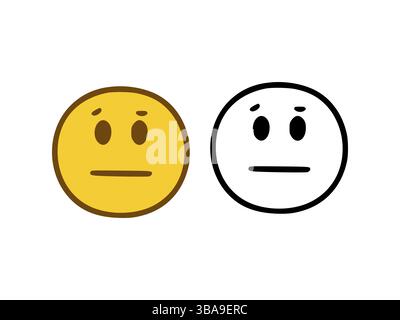 Trauriges Gesicht Emoticon im Doodle-Stil isoliert auf weissem Hintergrund Banque D'Images