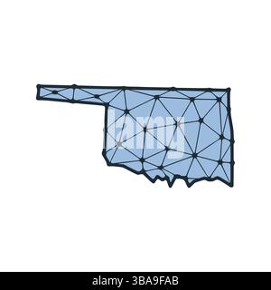 Oklahoma Zustand Karte polygonale Abbildung aus Linien und Punkten, isoliert auf weissem Hintergrund. Design Low poly de l'État AMÉRICAIN Banque D'Images