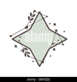 Cadres géométriques Star nature avec des feuilles faites de lignes et de points dans le style dessiné à la main Banque D'Images
