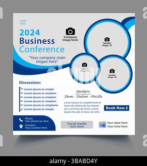 Formation marketing Creative Business webinaire conception de modèles de publication de médias sociaux. Arrière-plan et illustration pour les conceptions de bannières de médias sociaux en vecteur Illustration de Vecteur