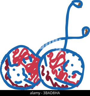 icône de nourriture pourrie de cerise illustration de doodle Illustration de Vecteur