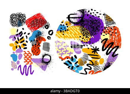 Ensemble d'éléments décoratifs colorés. dessiné à la main. Pas IA. Illustration vectorielle. Illustration de Vecteur