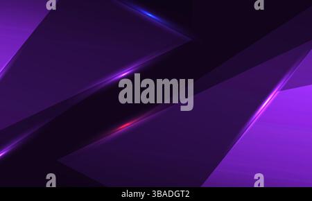 Fond violet abstrait avec des lignes lumineuses colorées dynamiques géométriques. Toile de fond sombre moderne à la mode pour les affaires, les entreprises, la couverture Illustration de Vecteur